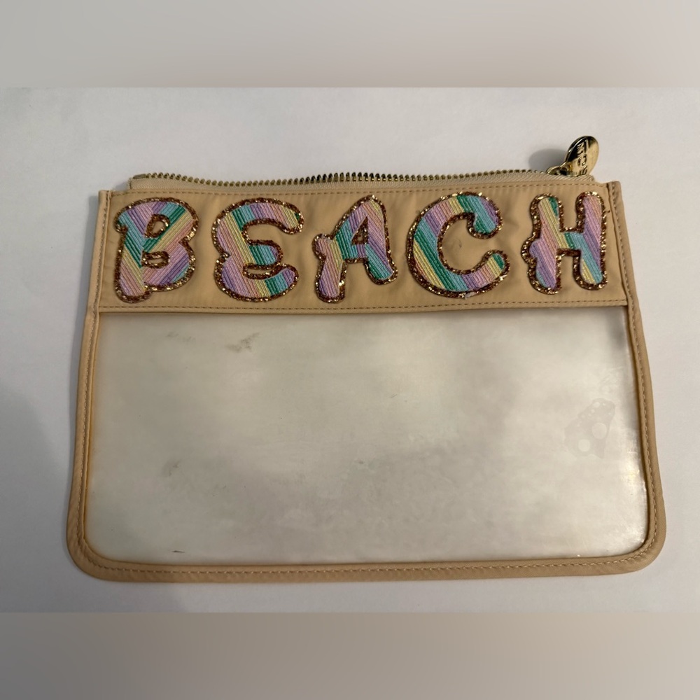 Beige and Multicolor Stoney Clover Lane Beach Flat Pouch